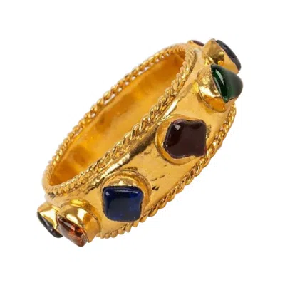 Pre-owned Chanel Haute Couture Bracelet In Gilded Metal And Multicolored Glass Paste