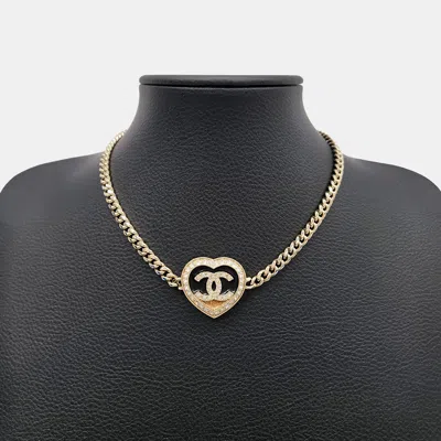 Pre-owned Chanel Heart Gold Plated Metal Choker Necklace In Multi