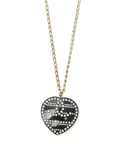 Pre-owned Chanel Heart Rhinestone Necklace In Multi