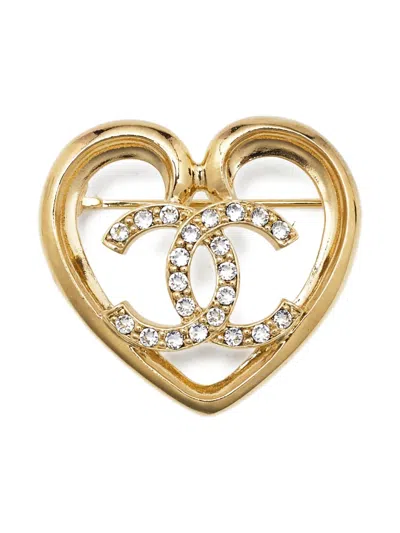 Pre-owned Chanel Heart-shaped Logo Brooch