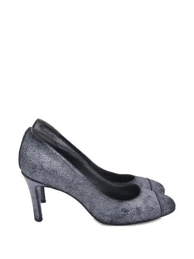 Pre-owned Chanel Heeled Suede Pumps In Gray
