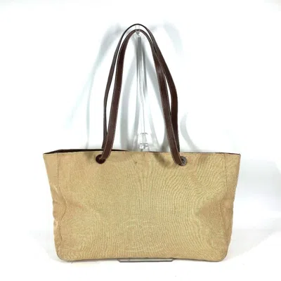 Pre-owned Chanel Hemp Leather Shoulder Bag Tote Bag () In Sand