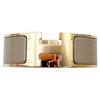 Pre-owned Chanel Hermes Brand New Rose Gold H Taupe Thick Clic Clac Bracelet Cuff Bangle In Red