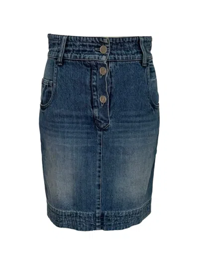 Pre-owned Chanel High-rise Denim Mini Skirt In Blue