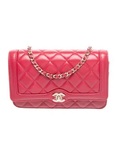 Pre-owned Chanel Hold The Line Wallet On Chain In Pink