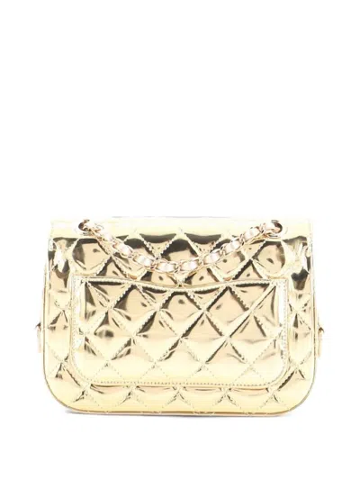 Pre-owned Chanel Hollywood Boulevard Flap Bag With Star Coin Purse Quilted Metallic Leather Mini Shoulder Bag In Gold