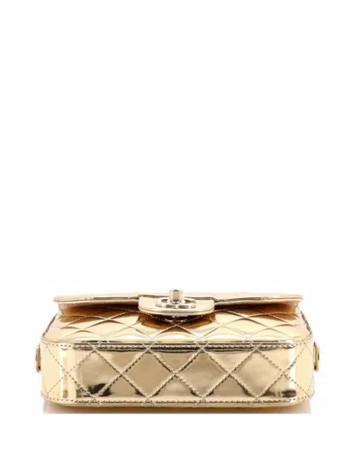 Pre-owned Chanel Hollywood Boulevard Flap Bag With Star Coin Purse Quilted Metallic Leather Mini Shoulder Bag In Gold