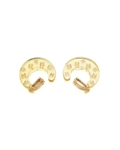 Pre-owned Chanel Hoop Crescent Moon Clip-on Earring In Gold