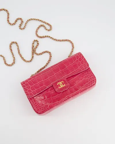 Pre-owned Chanel Hot Mini Rectangular Bag In Alligator Leather With Gold Hardware In Pink