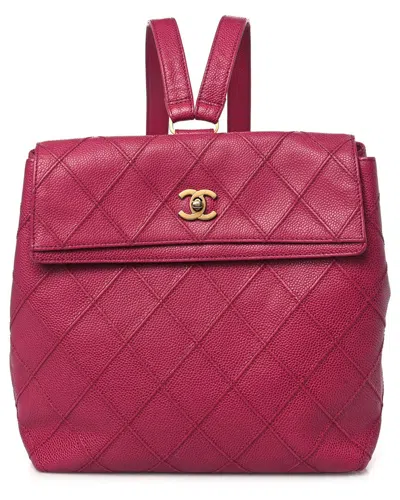 Pre-owned Chanel Hot Pink Caviar Leather Diamond Stitched Backpack (authentic Pre-loved)