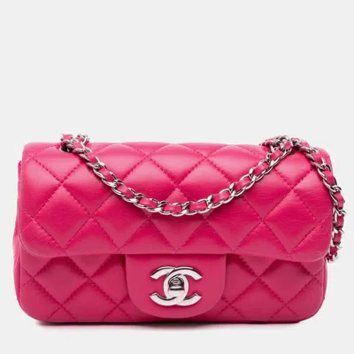 Pre-owned Chanel Hot Pink Extra Mini Rectangular Classic Lambskin Flap