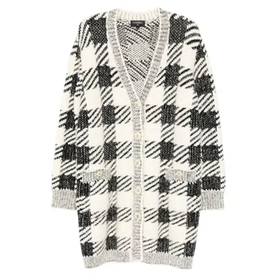 Pre-owned Chanel Houndstooth Cashmere Blend Cardigan In Gray