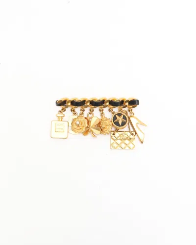 Pre-owned Chanel Icon Brooch In Gold