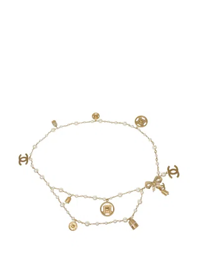 Pre-owned Chanel Icon Charm Chain Belt In Gold