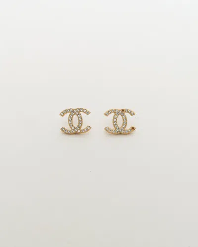 Pre-owned Chanel Icon Series Rhinestone Earrings