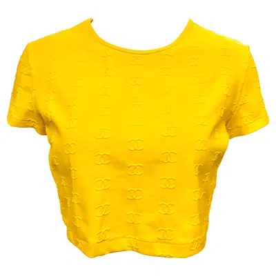 Pre-owned Chanel Iconic  Yellow “cc” Cropped Top