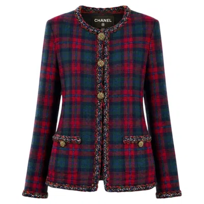 Pre-owned Chanel Iconic Paris / Edinburgh Red Tartan Jacket 52 Fr