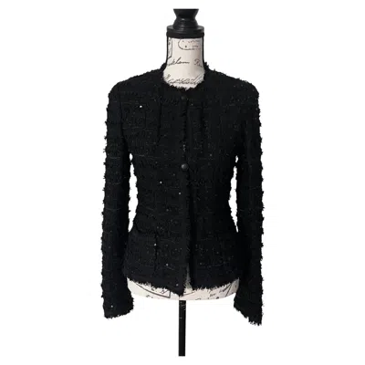 Pre-owned Chanel Iconic Sequinned Black Tweed Jacket 40 Fr