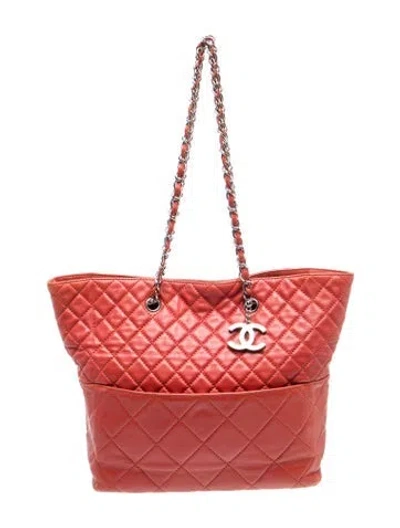 Pre-owned Chanel In The Business North/south Tote In Red