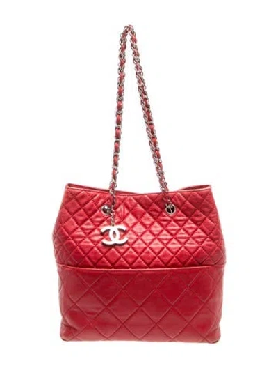 Pre-owned Chanel In The Business North/south Tote In Red