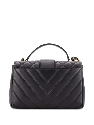 Pre-owned Chanel In The City Top Handle Flap Bag Mixed Quilt Calfskin Small Satchel In Black