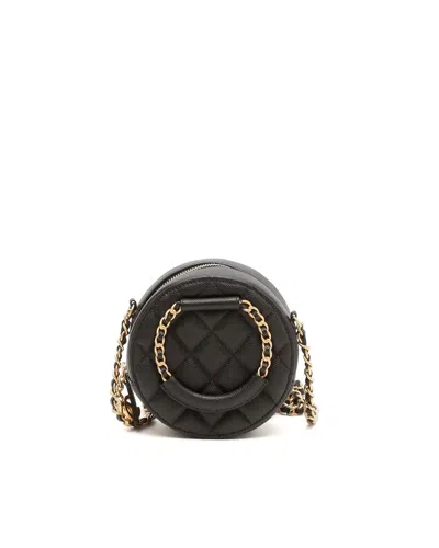 Chanel In The Loop Chain Caviar Round Clutch Bag In Black
