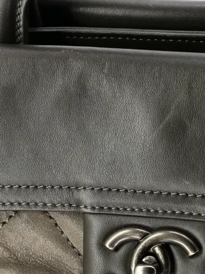 Pre-owned Chanel In The Mix Shopping Quilted Iridescent Calfskin Xl Tote Bag In Gray