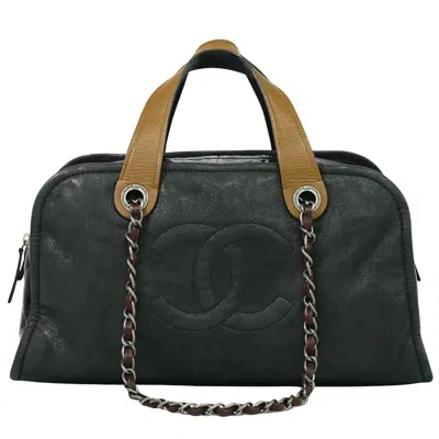 Pre-owned Chanel In The Mix Timeless Bowler Bag Iridescent Calfskin And Quilted Glazed Calfskin Black Leather