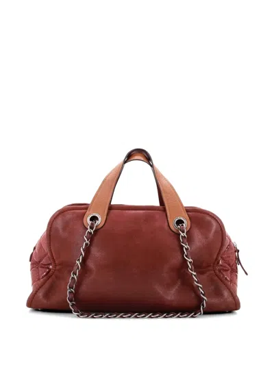 Pre-owned Chanel In The Mix Timeless Bowler Bag Iridescent Calfskin And Quilted Glazed Calfskin Large Handbag In Brown