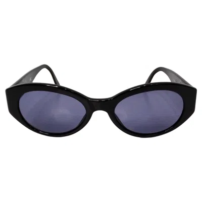 Pre-owned Chanel Interlocking Cc Black Oval Frame Purple Tinted Sunglasses Circa 1990s