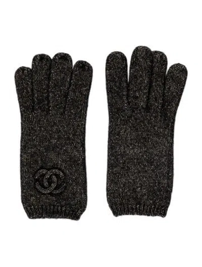 Pre-owned Chanel Interlocking Cc Cashmere Gloves In Gold/metallic