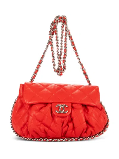 Pre-owned Chanel Interlocking-cc Leather Shoulder Bag In Red