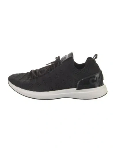 Pre-owned Chanel Interlocking Cc Logo Athletic Sneakers In Black