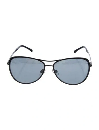 Pre-owned Chanel Interlocking Cc Logo Aviator Sunglasses In Black