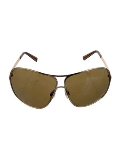 Pre-owned Chanel Interlocking Cc Logo Aviator Sunglasses In Gold