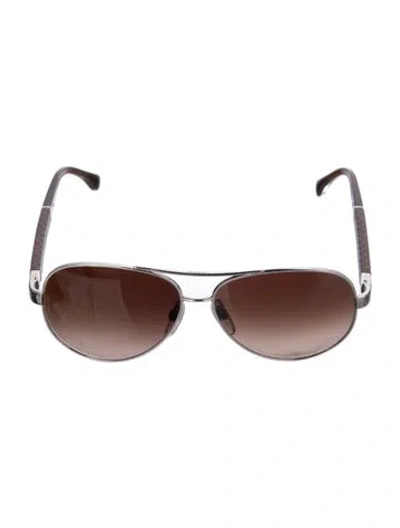 Pre-owned Chanel Interlocking Cc Logo Aviator Sunglasses In Gold