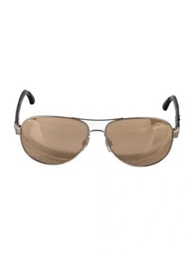Pre-owned Chanel Interlocking Cc Logo Aviator Sunglasses In Grey
