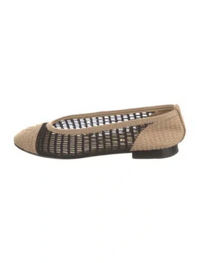 Pre-owned Chanel Interlocking Cc Logo Ballet Flats In Black/neutrals