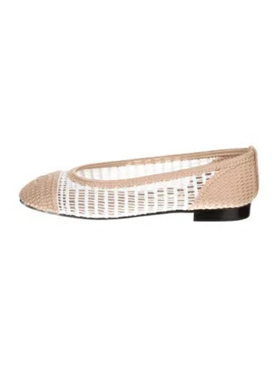 Pre-owned Chanel Interlocking Cc Logo Ballet Flats W/ Tags In Neutrals