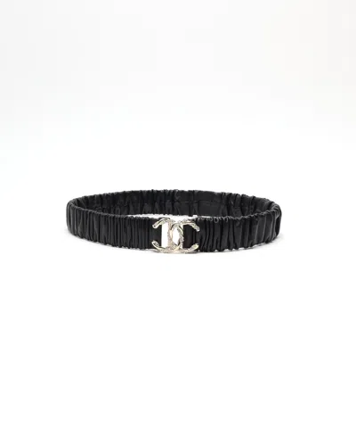 Pre-owned Chanel Interlocking Cc Logo Belt In Black