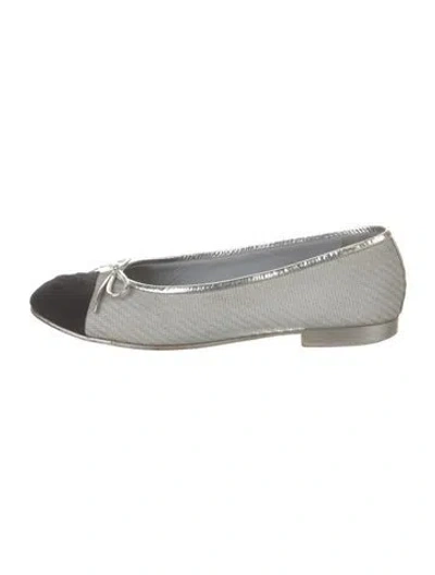 Pre-owned Chanel Interlocking Cc Logo Bow Accents Ballet Flats