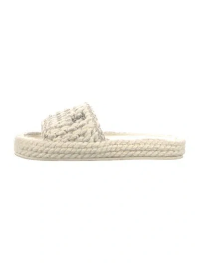 Pre-owned Chanel Interlocking Cc Logo Braided Accents Espadrilles In Neutrals