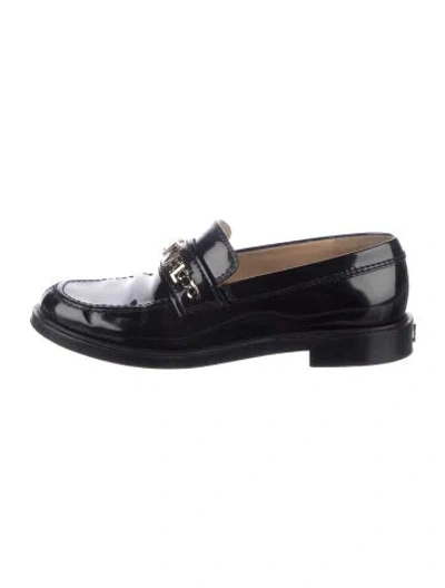 Pre-owned Chanel Interlocking Cc Logo Calfskin Loafers In Black