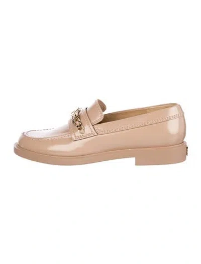 Pre-owned Chanel Interlocking Cc Logo Calfskin Loafers In Neutral