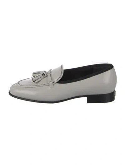Pre-owned Chanel Interlocking Cc Logo Calfskin Loafers In White
