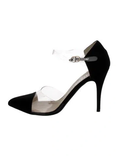 Pre-owned Chanel Interlocking Cc Logo Canvas D'orsay Pumps In Black