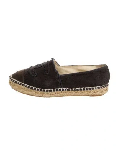Pre-owned Chanel Interlocking Cc Logo Canvas Espadrilles In Black
