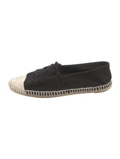 Pre-owned Chanel Interlocking Cc Logo Canvas Espadrilles In Black