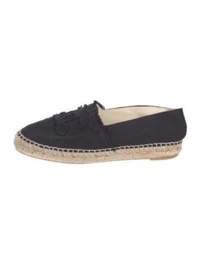 Pre-owned Chanel Interlocking Cc Logo Canvas Espadrilles In Black
