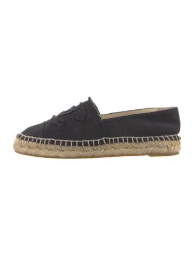 Pre-owned Chanel Interlocking Cc Logo Canvas Espadrilles In Black